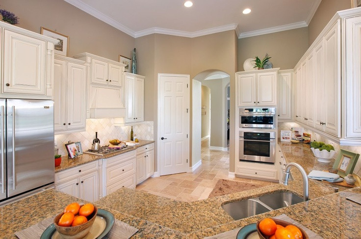 White And Beige Kitchen
 White kitchen with beige granite Home Decor