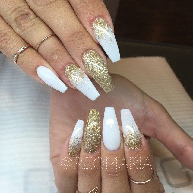 White And Glitter Nails
 Top 55 Beautiful White Acrylic Nails