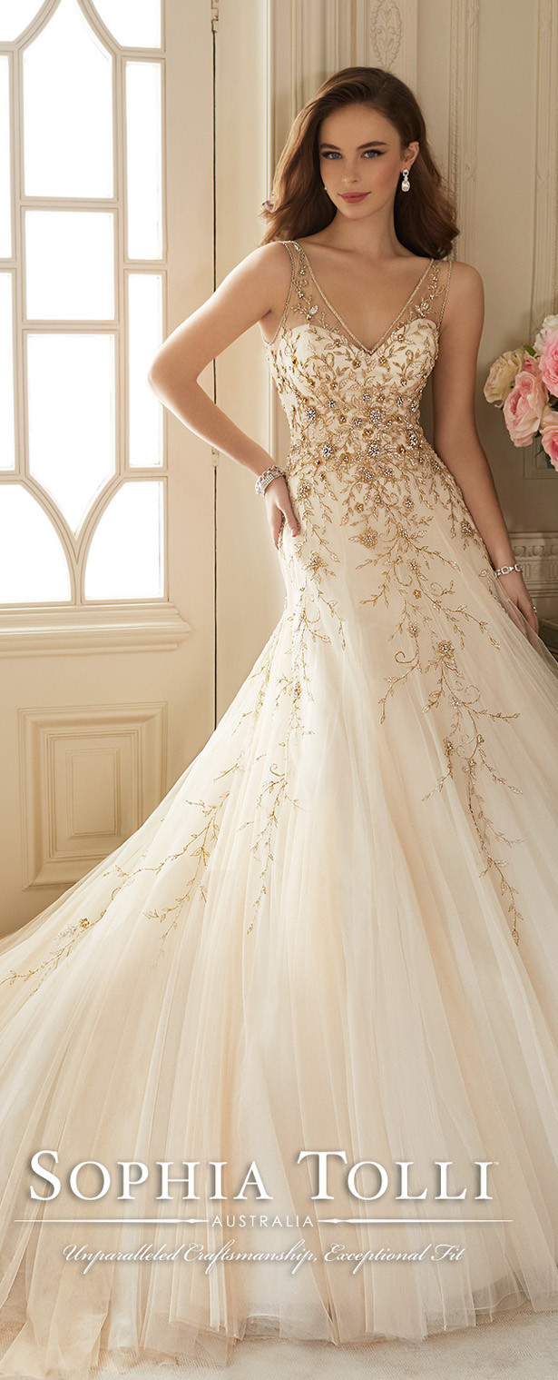 White And Gold Wedding Dresses
 Sophia Tolli Wedding Dresses Spring 2016 Bridal Collection