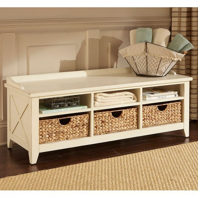 White Cubby Storage Bench
 Hearthstone Cubby Storage Bench Rustic White by Liberty