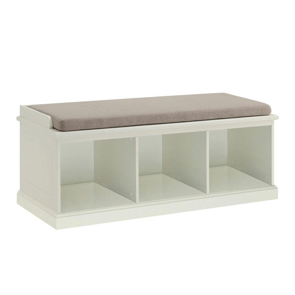 White Cubby Storage Bench
 Home Decorators Collection Amelia Rectangle Fabric Cushion
