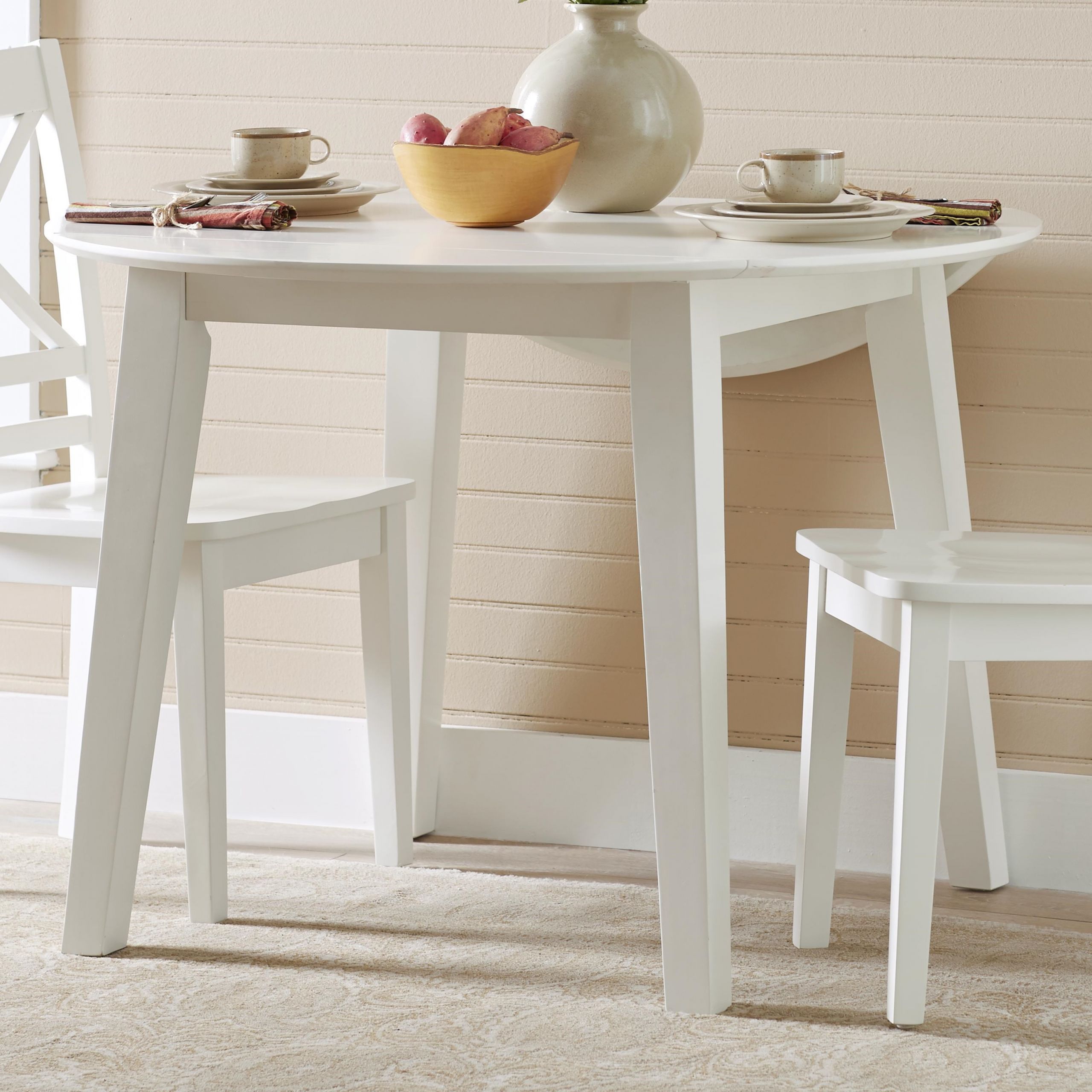 White Drop Leaf Kitchen Table
 Jofran Simplicity Round Drop Leaf Table that Seats 4 for