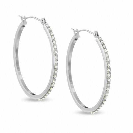 White Gold Hoop Earrings
 Diamond Fascination™ 30mm Round Hoop Earrings in 14K White