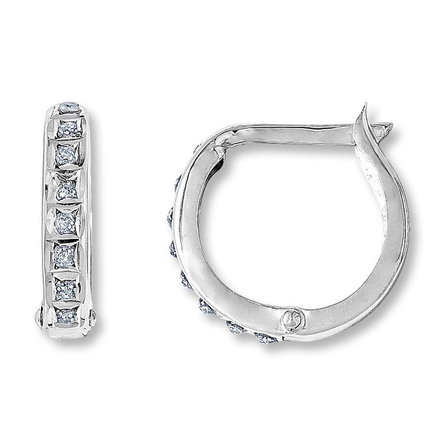 White Gold Hoop Earrings
 Jared Diamond Hoop Earrings Diamond Accents 14K White Gold