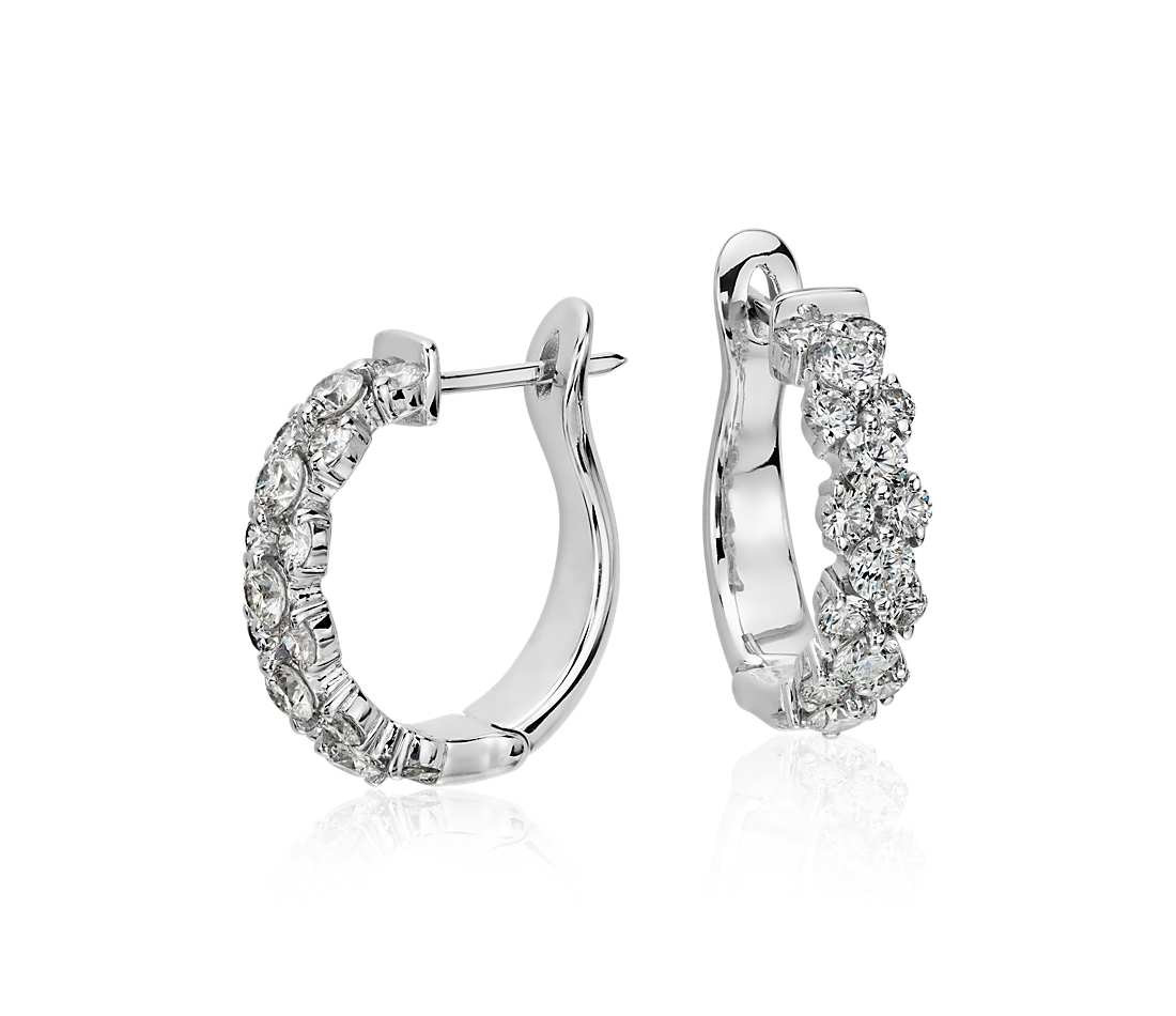 White Gold Hoop Earrings
 Garland Hoop Diamond Earrings in 18k White Gold 2 ct tw