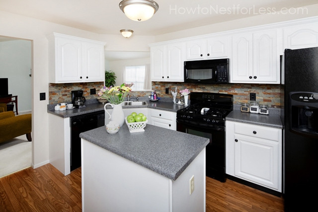 White Kitchen Black Appliances
 Do It Herself Upgrading Your Space with Bud Friendly