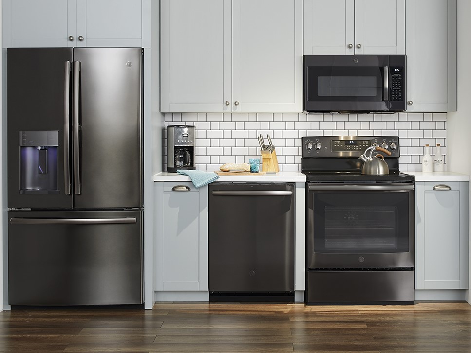 White Kitchen Black Appliances
 Make a Statement with GE Black Stainless Finish Appliances