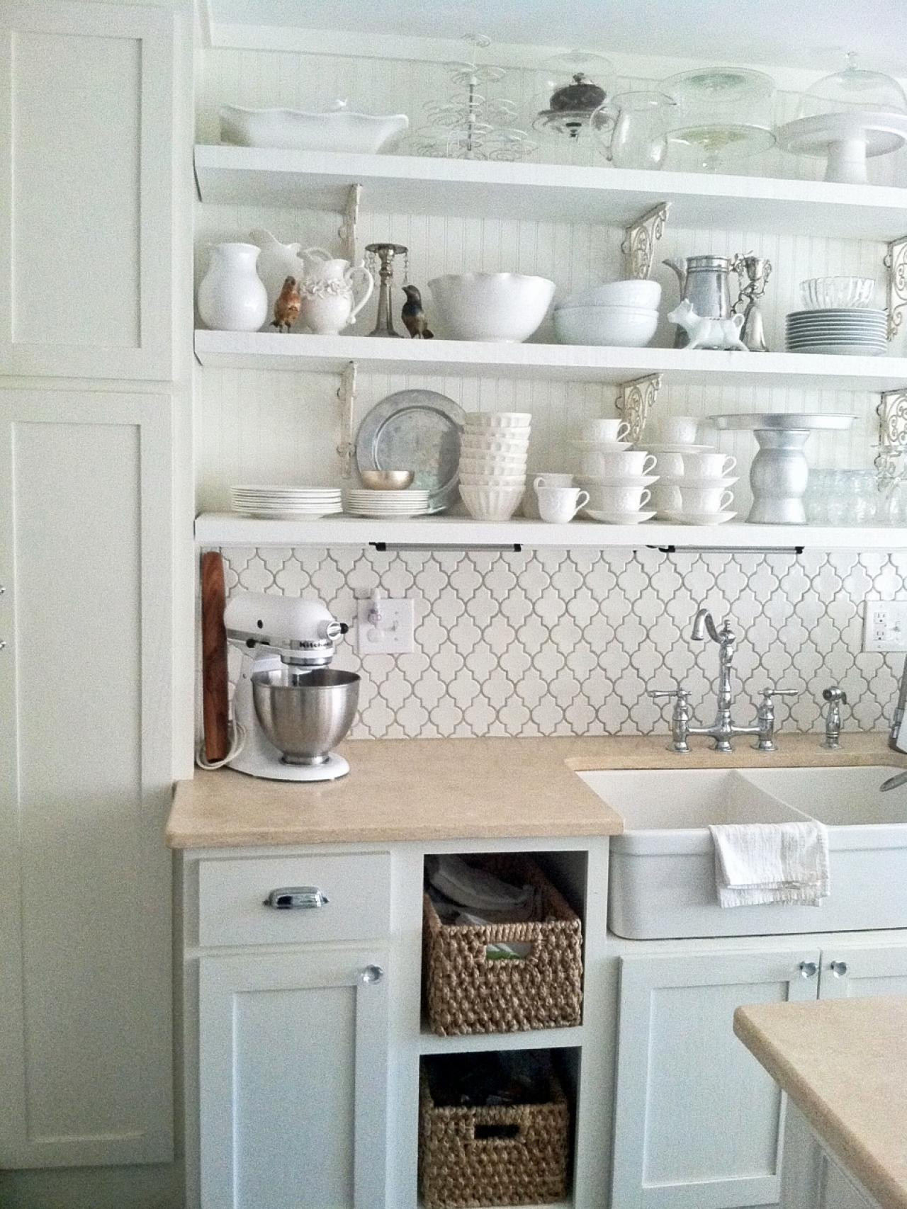 White Kitchen Cabinet Drawers
 White Wall Shelves for Effective Storage in Small Kitchen