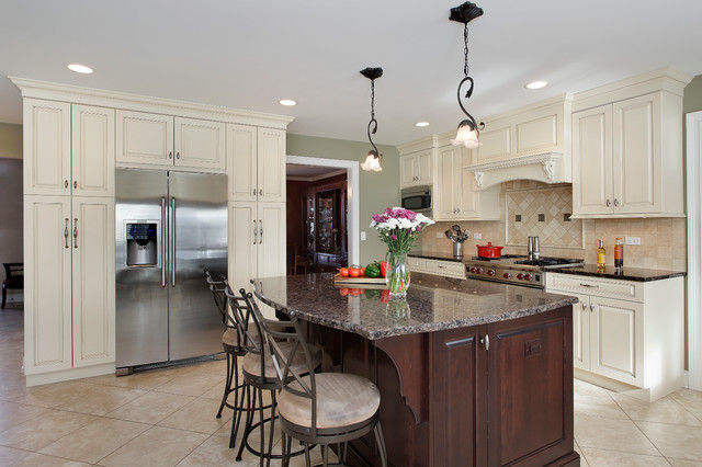 White Kitchen With Dark Island
 f White Kitchen with Dark Island Barrington IL