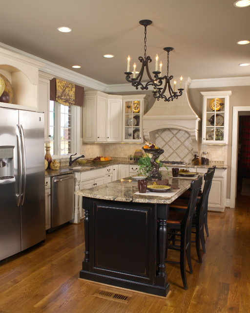 White Kitchen With Dark Island
 White kitchen black island Traditional Kitchen Other