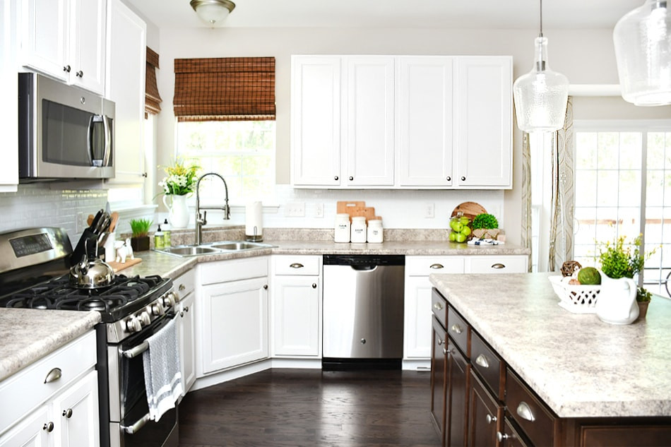 White Kitchen With Dark Island
 White Cabinets Dark Kitchen Island for Your Home