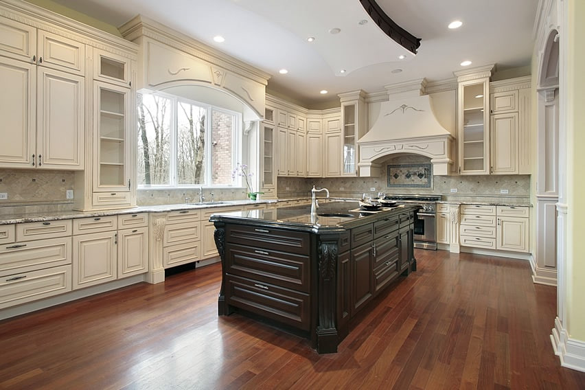 White Kitchen With Dark Island
 35 Beautiful White Kitchen Designs With