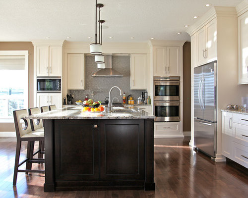 White Kitchen With Dark Island
 Dark Island White Cabinets Ideas Remodel and Decor