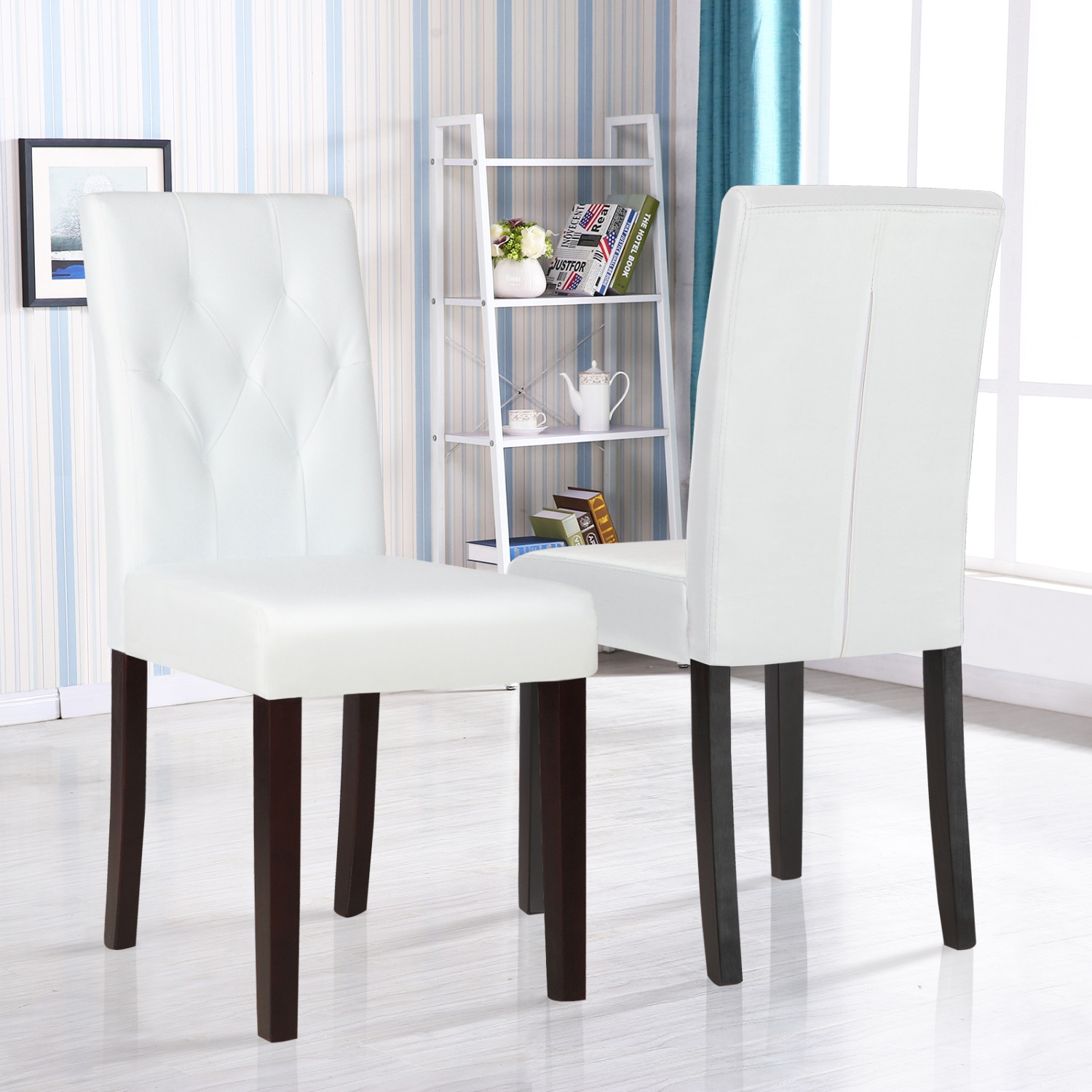 White Leather Kitchen Chairs
 Set of 2 Ivory White Leather Dining Room Chair Kitchen