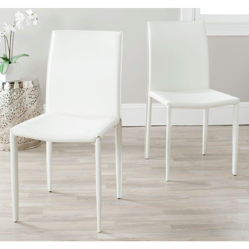 White Leather Kitchen Chairs
 Safavieh Karna White Bonded Leather Dining Chair FOX2009A