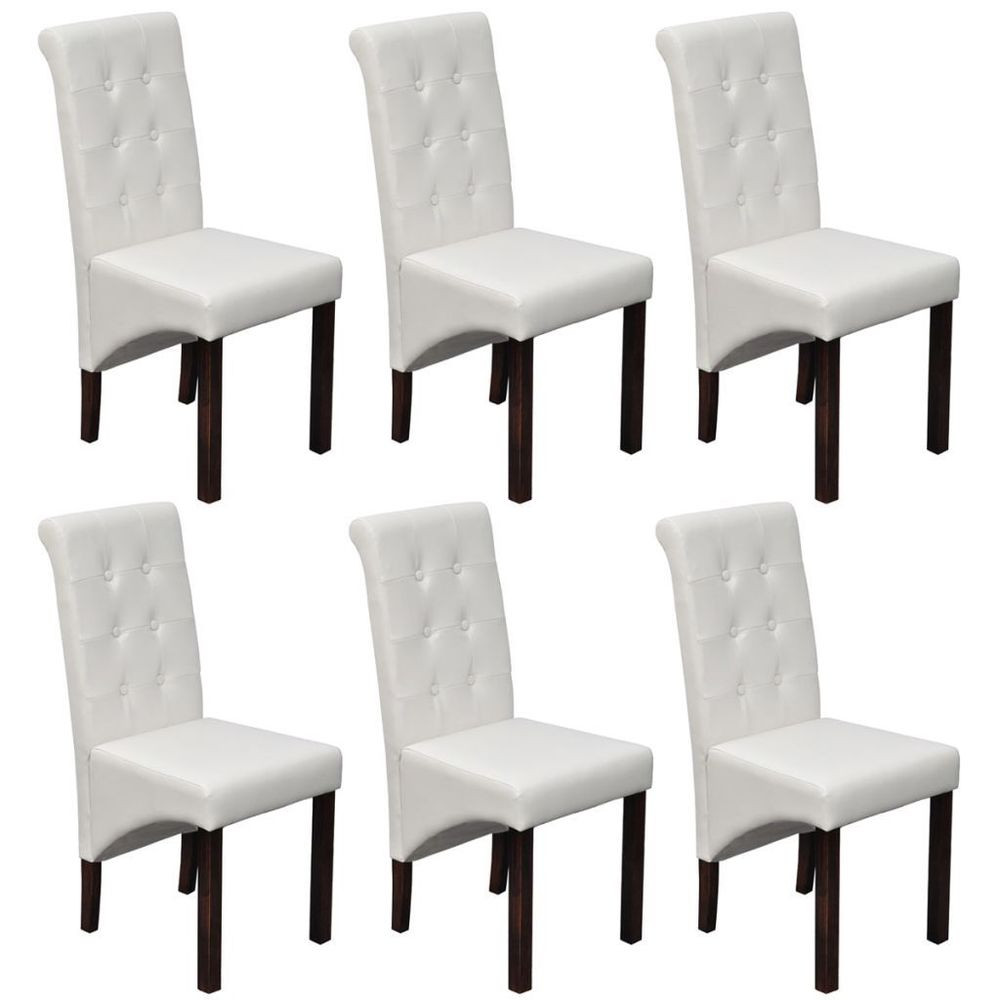 White Leather Kitchen Chairs
 2 4 6 White Dining Side Chairs Tufted Scroll Back