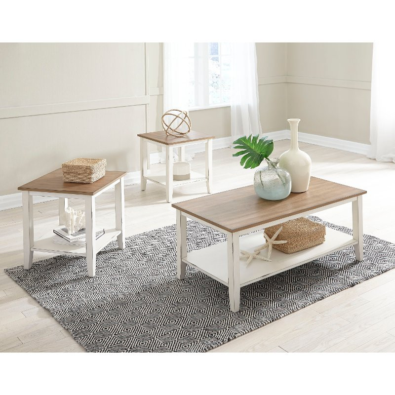 White Living Room End Tables
 Classic Vintage Brown and White Living Room Table Set