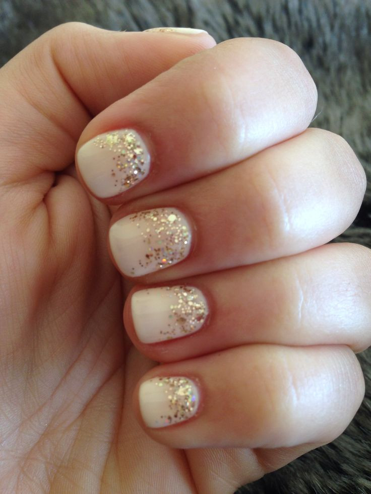White Nails With Gold Glitter
 Pin on Nails