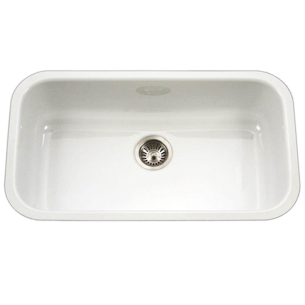 White Porcelain Kitchen Sink
 HOUZER Porcela Series Undermount Porcelain Enamel Steel 31