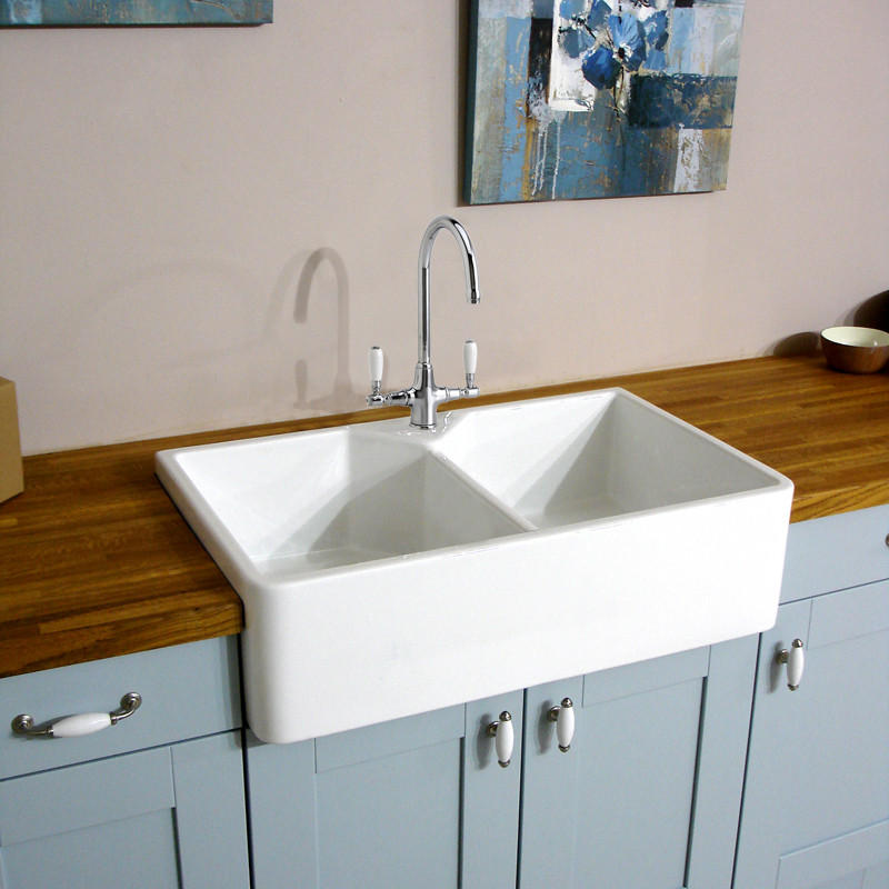 White Porcelain Kitchen Sink
 Astini Belfast 800 2 0 Bowl Traditional White Ceramic