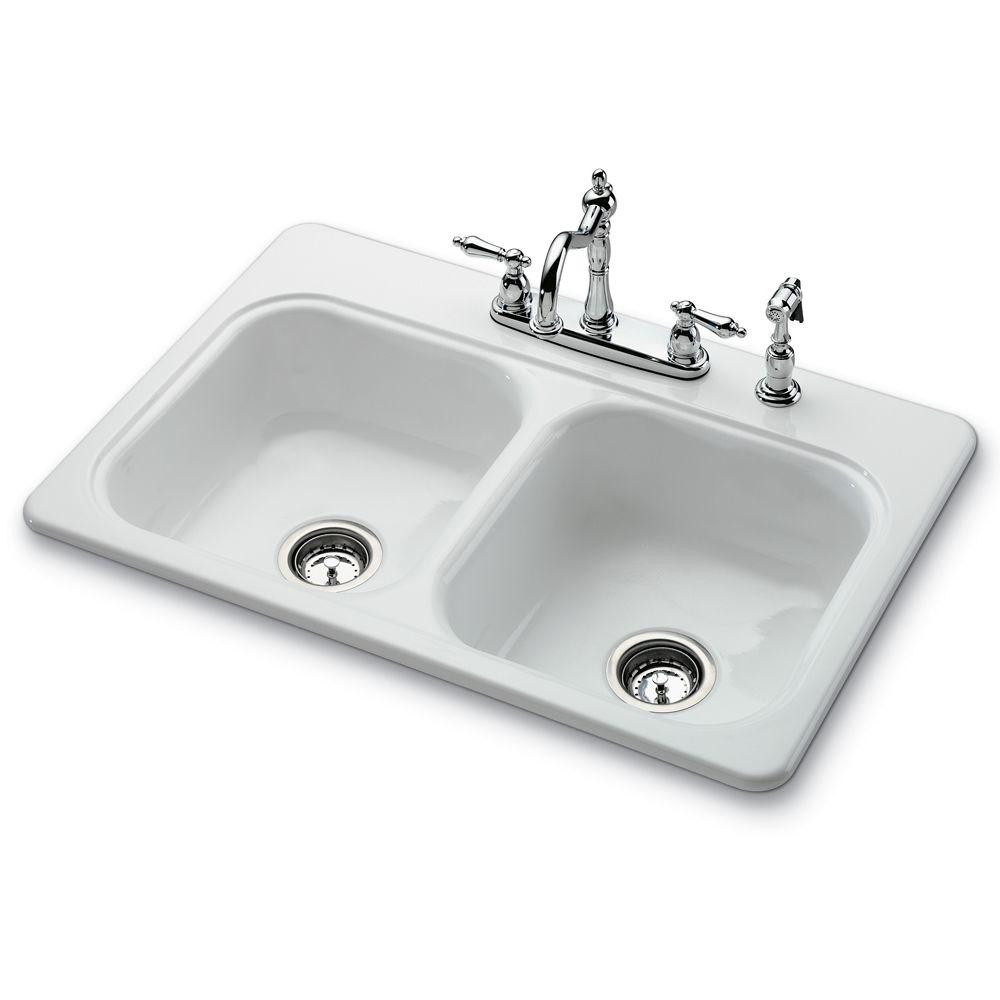 White Porcelain Kitchen Sink
 Bootz Industries Garnet II Drop In Porcelain 22 in 4 Hole