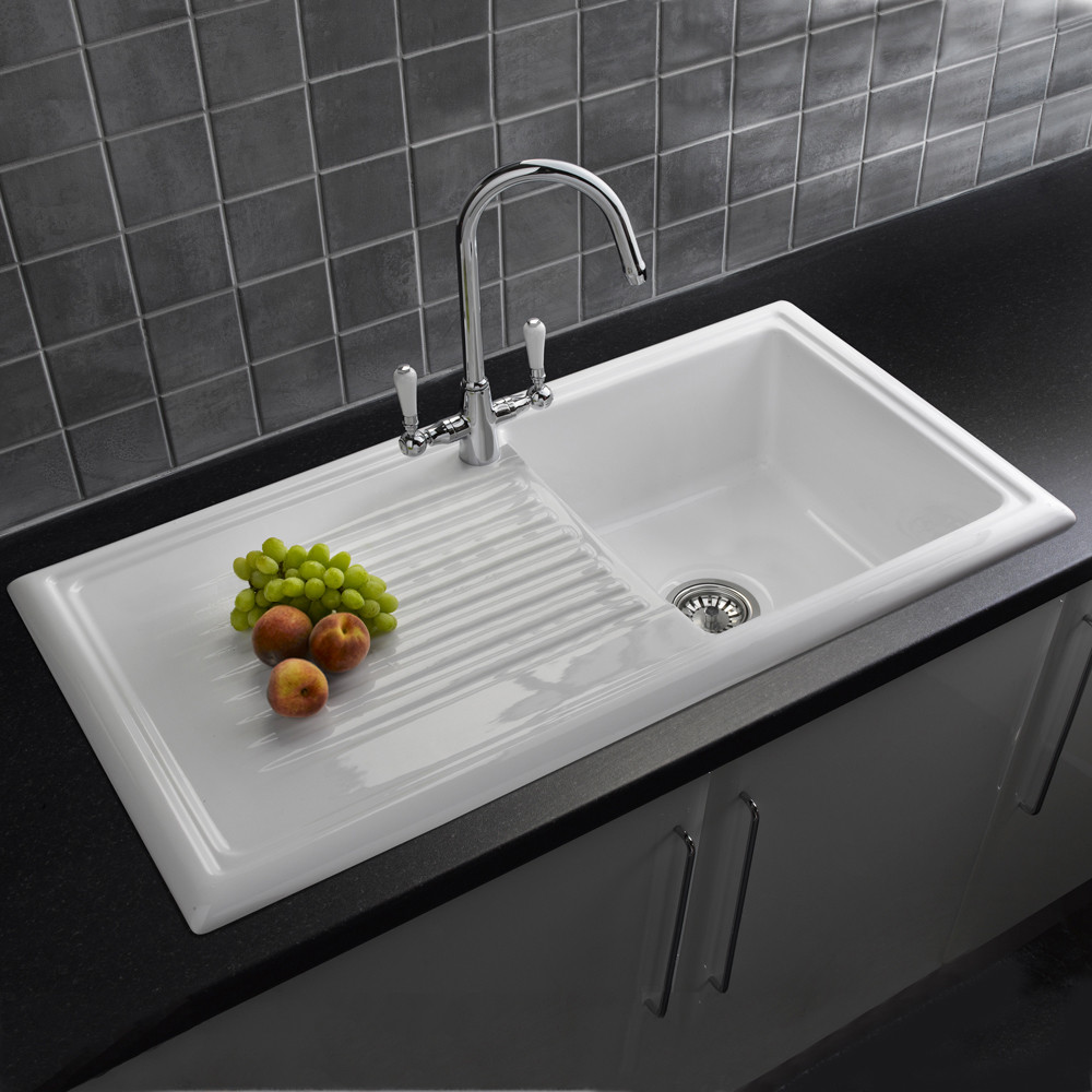 White Porcelain Kitchen Sink
 Reginox 1 0 Bowl White Ceramic Kitchen Sink Waste & Tap Pack