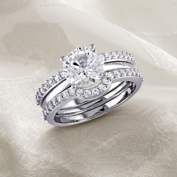 White Sapphire Wedding Ring Sets
 Shop Miadora 10k White Gold Created White Sapphire Bridal