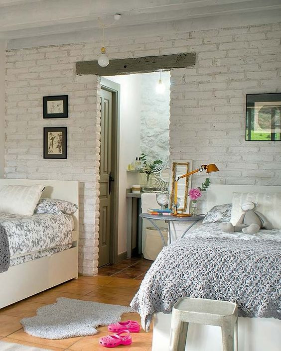 White Wall Bedroom Ideas
 32 Edgy Brick Walls Ideas For Kids Rooms DigsDigs