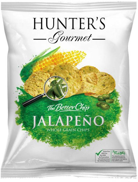 Whole Grain Corn
 Hunter s Gourmet Whole Grain Corn Chips Jalapeño 150gm
