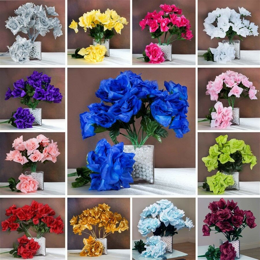 Wholesale Flowers For Weddings
 168 Silk OPEN ROSES WEDDING Bouquets FLOWERS Centerpieces