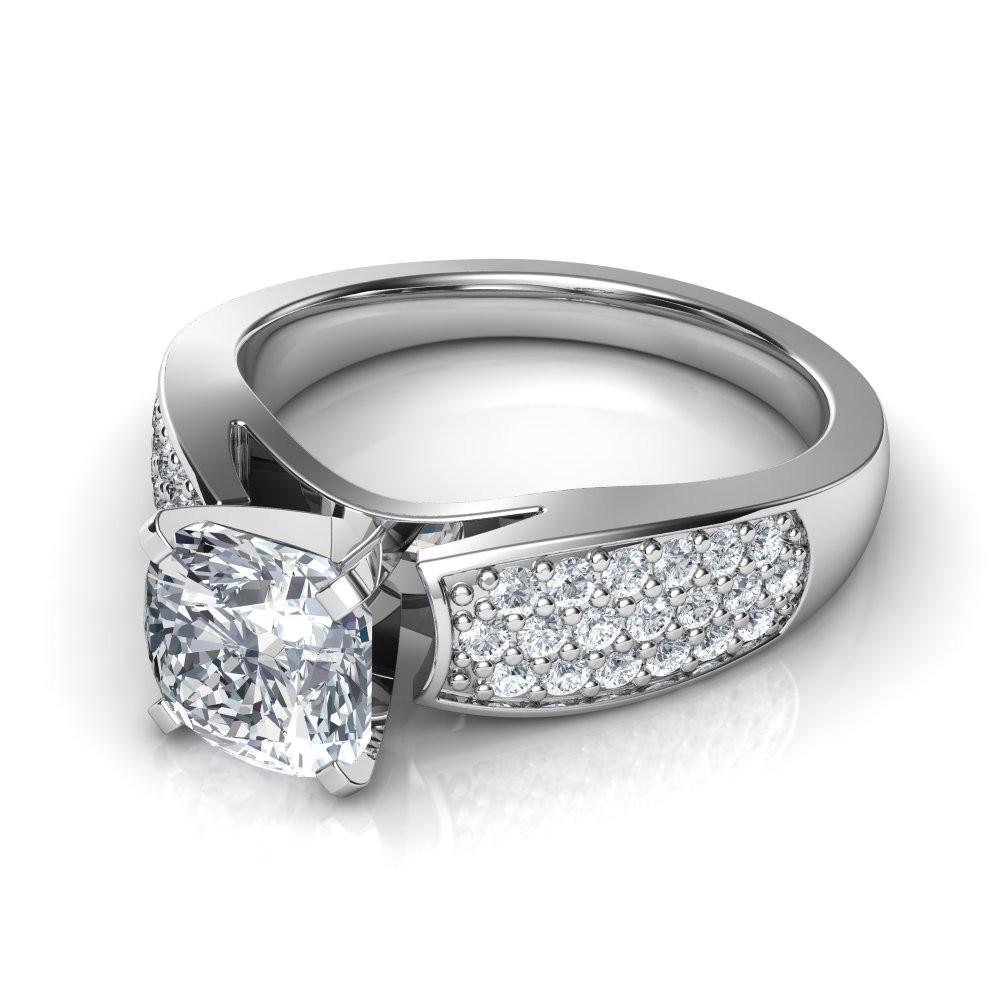 Wide Band Rings With Diamonds
 Wide Band Pavé Round Cut Diamond Engagement Ring in 14K