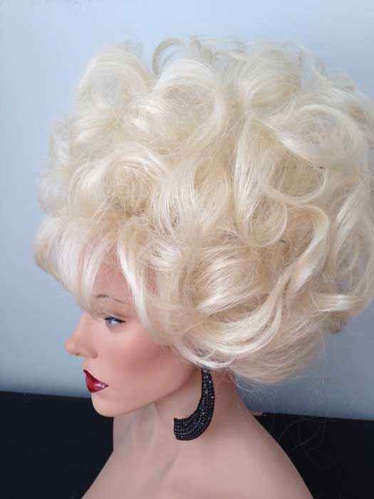 Wig Updo Hairstyles
 Oversized blonde updo drag wig