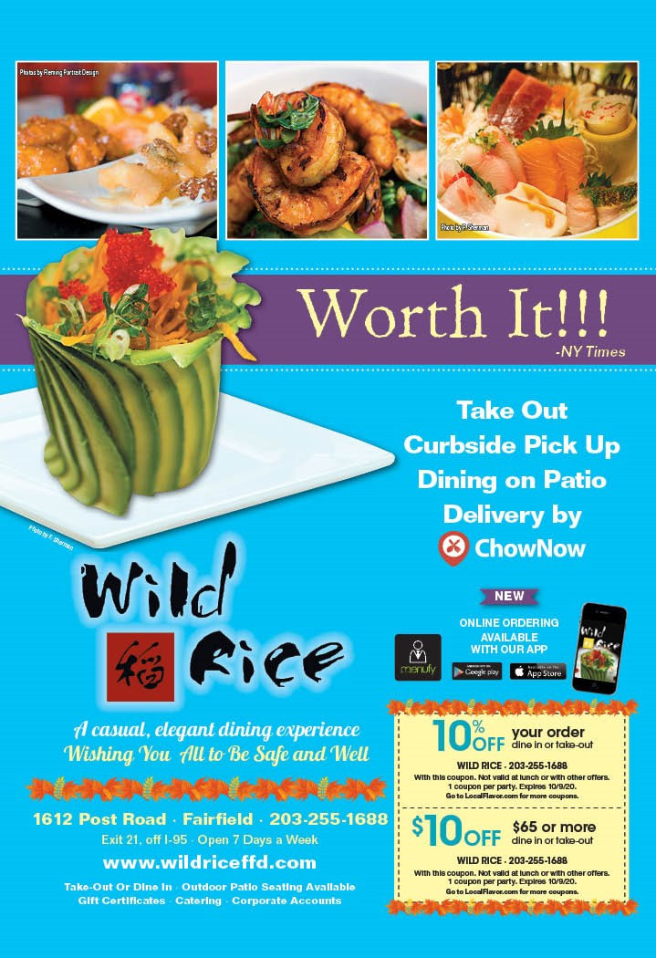 Wild Rice Fairfield Ct
 $10 f $65 or more dine in or take out at Wild Rice
