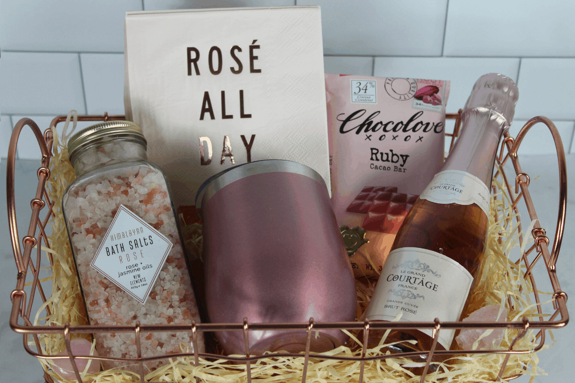 Wine Gift Basket Ideas
 Cute DIY Rosé Wine Gift Basket Idea For Women Savvy Honey