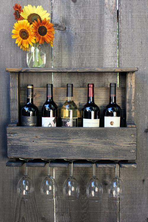 Wine Glass Rack DIY
 DIY Pallet Wine Rack with Glass Holder