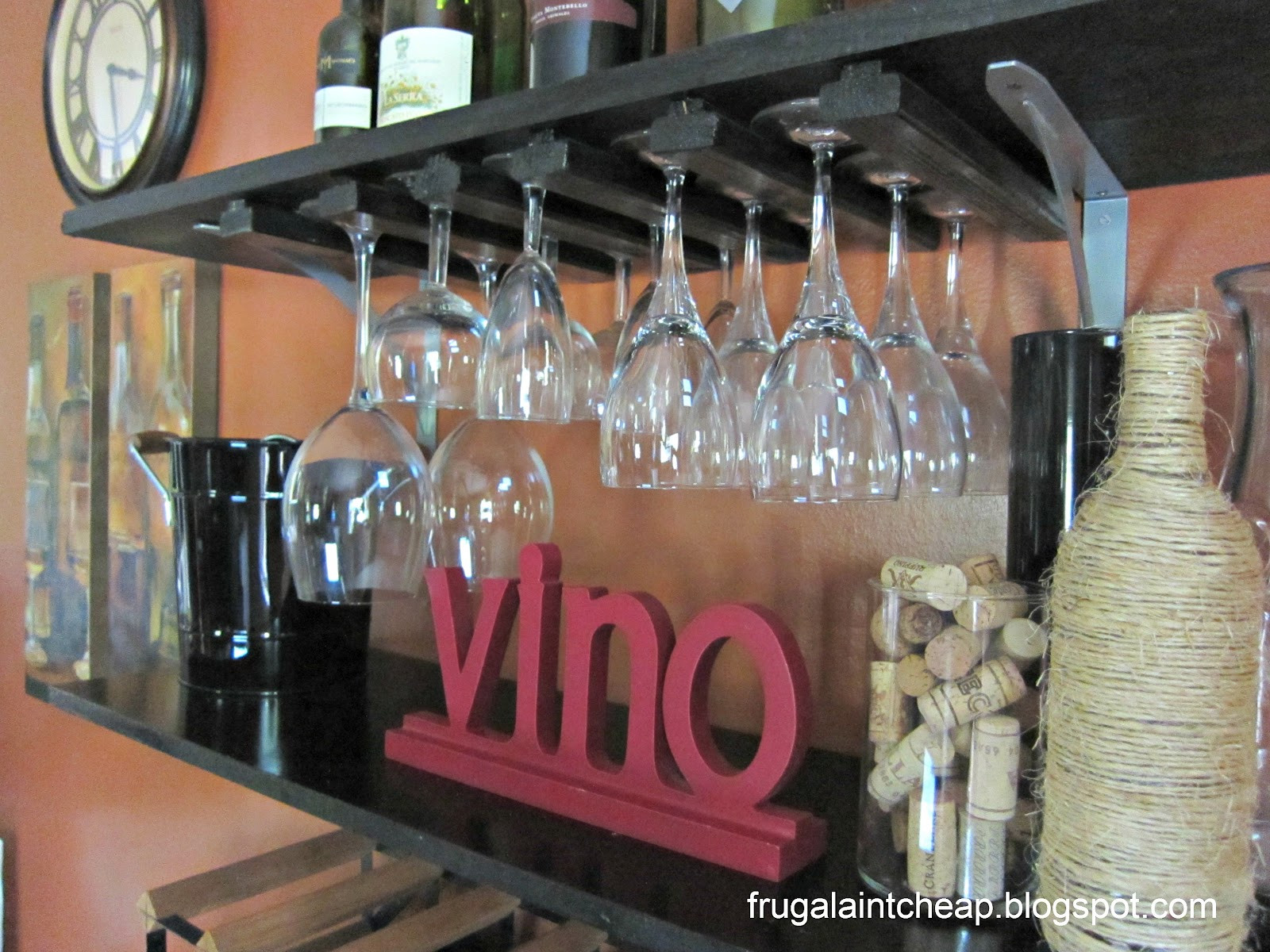 Wine Glass Rack DIY
 Frugal Ain t Cheap DIY wine glass rack