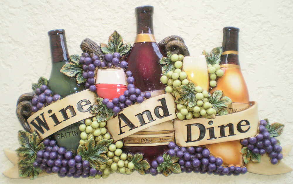 Wine Kitchen Curtains
 NEW "Wine and Dine" Bottles Decorative Wall Plaque Wine