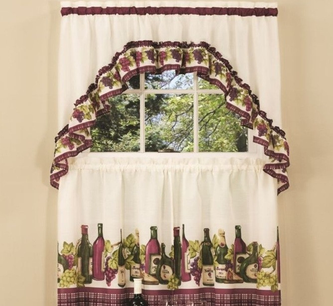 Wine Kitchen Curtains
 Wine themed kitchen curtains with wine bottle prints