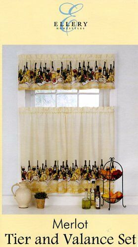 Wine Themed Kitchen Curtains
 Ellery Homestyles Merlot Wine Theme Kitchen Tier & Valance