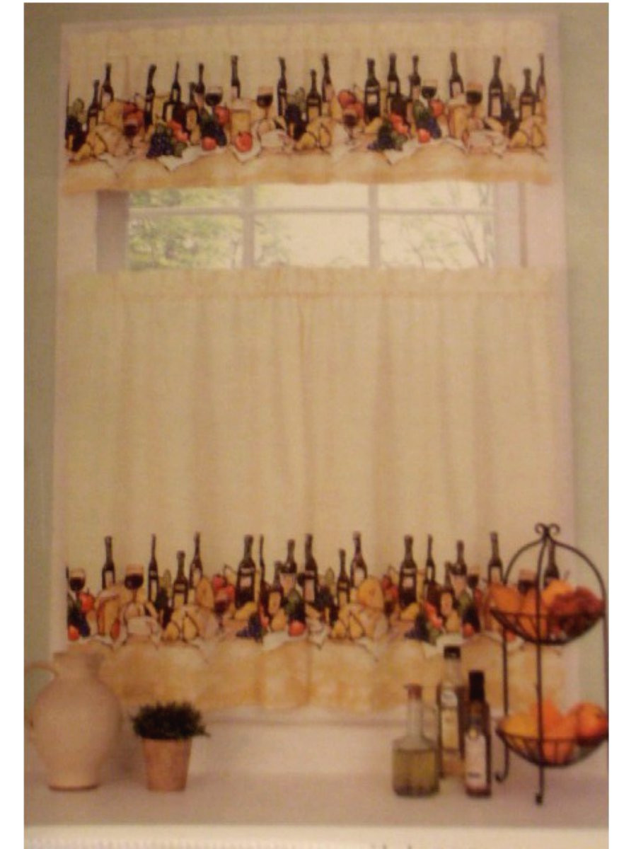 Wine Themed Kitchen Curtains
 Merlot Wine Themed Kitchen Curtains Set