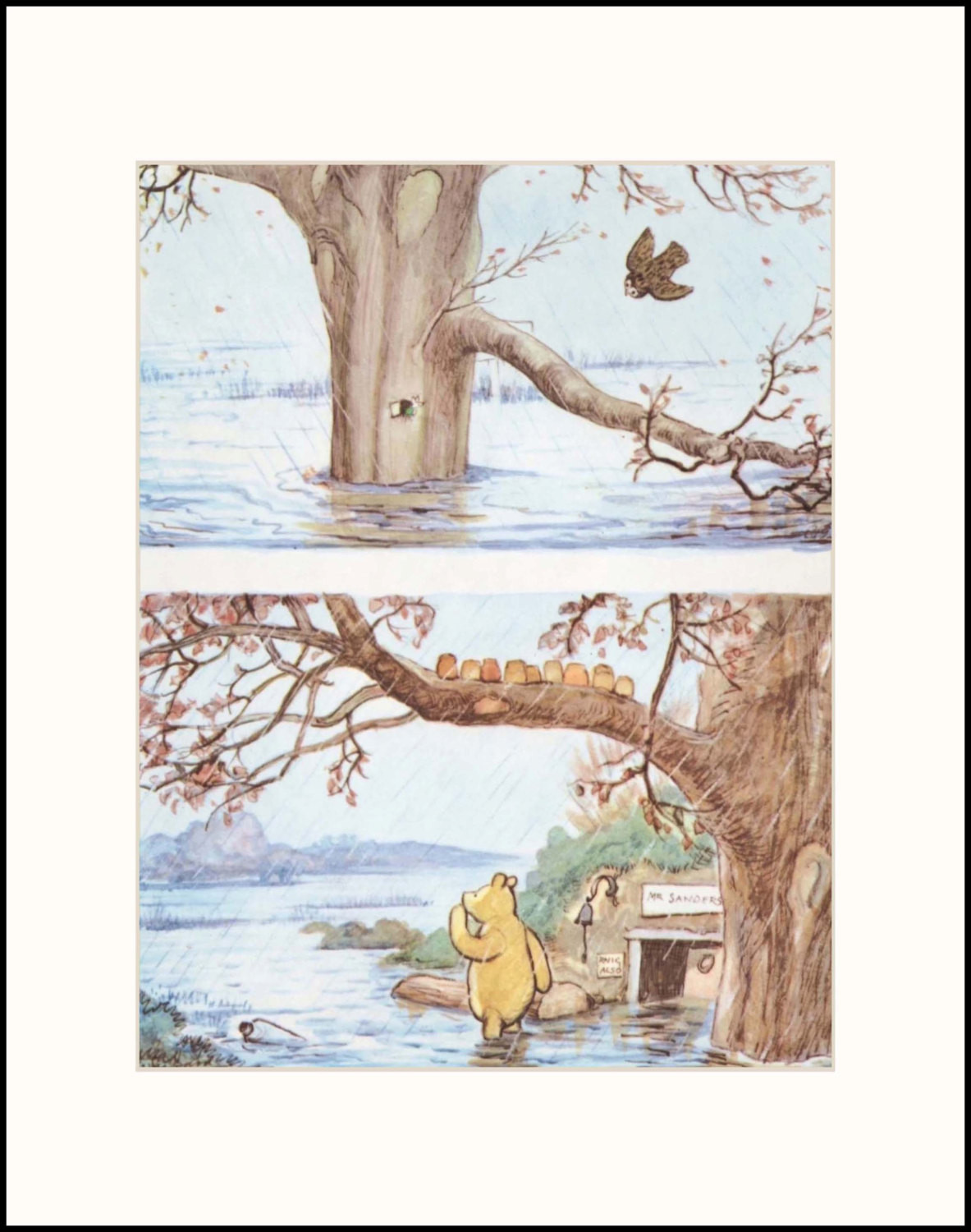 Winnie The Pooh Baby Decor
 Winnie the Pooh Art w Mat Baby Nursery Decor by