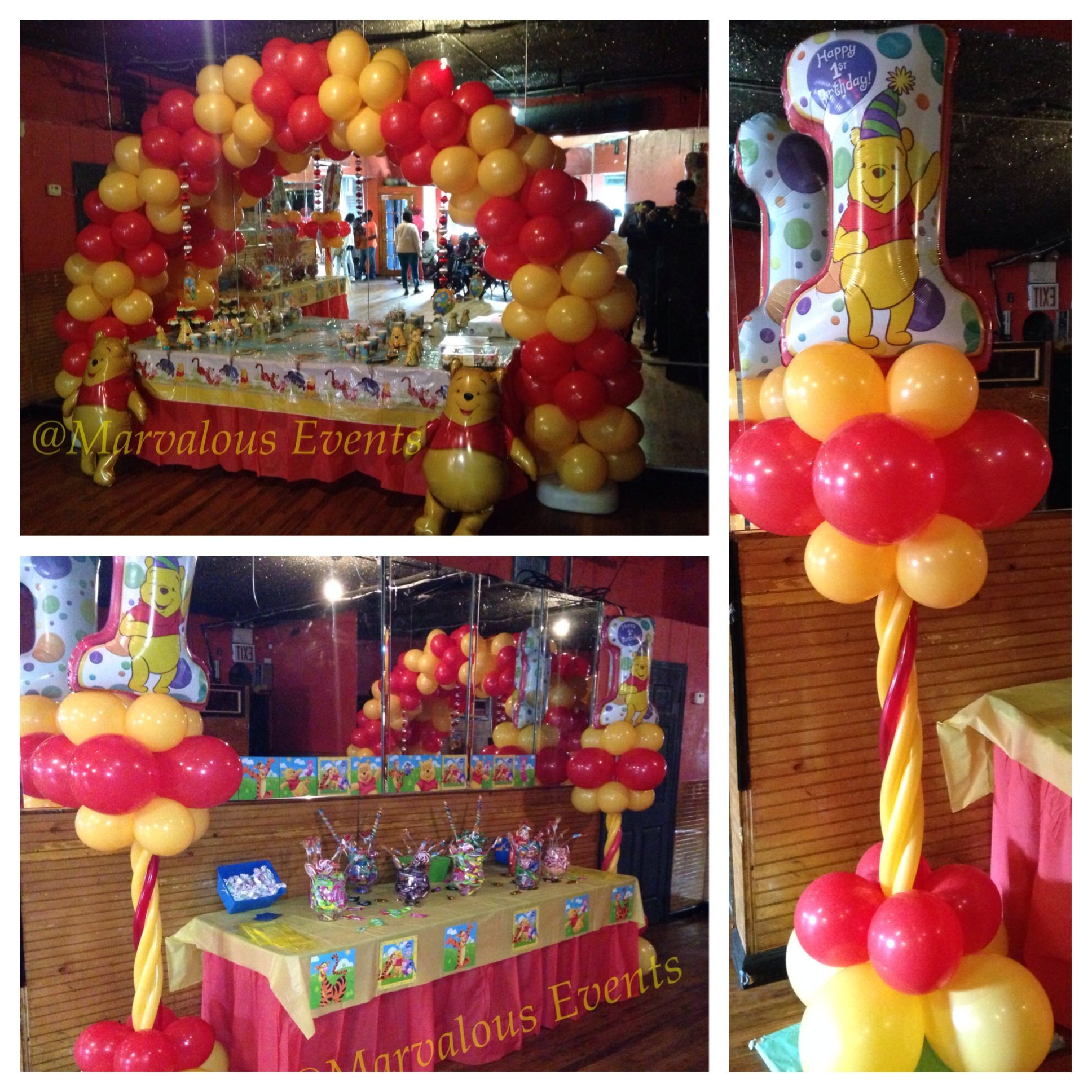 Winnie The Pooh Decorations 1st Birthday
 Winnie the pooh 1st birthday party balloon decoration in