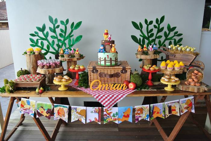 Winnie The Pooh Decorations 1st Birthday
 Kara s Party Ideas Rustic Winnie the Pooh 1st birthday