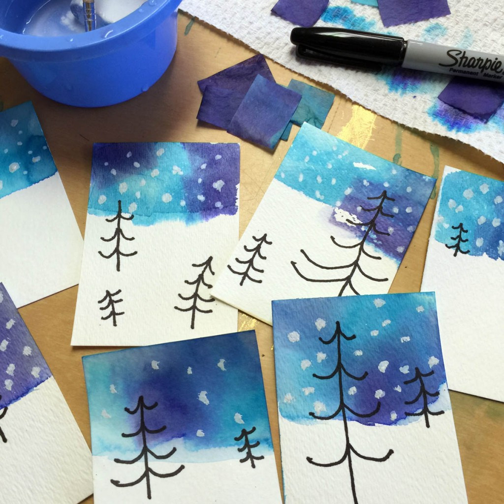 Winter Art Projects For Kids
 Winter Trees and Tissue Paper Skies · Art Projects for Kids