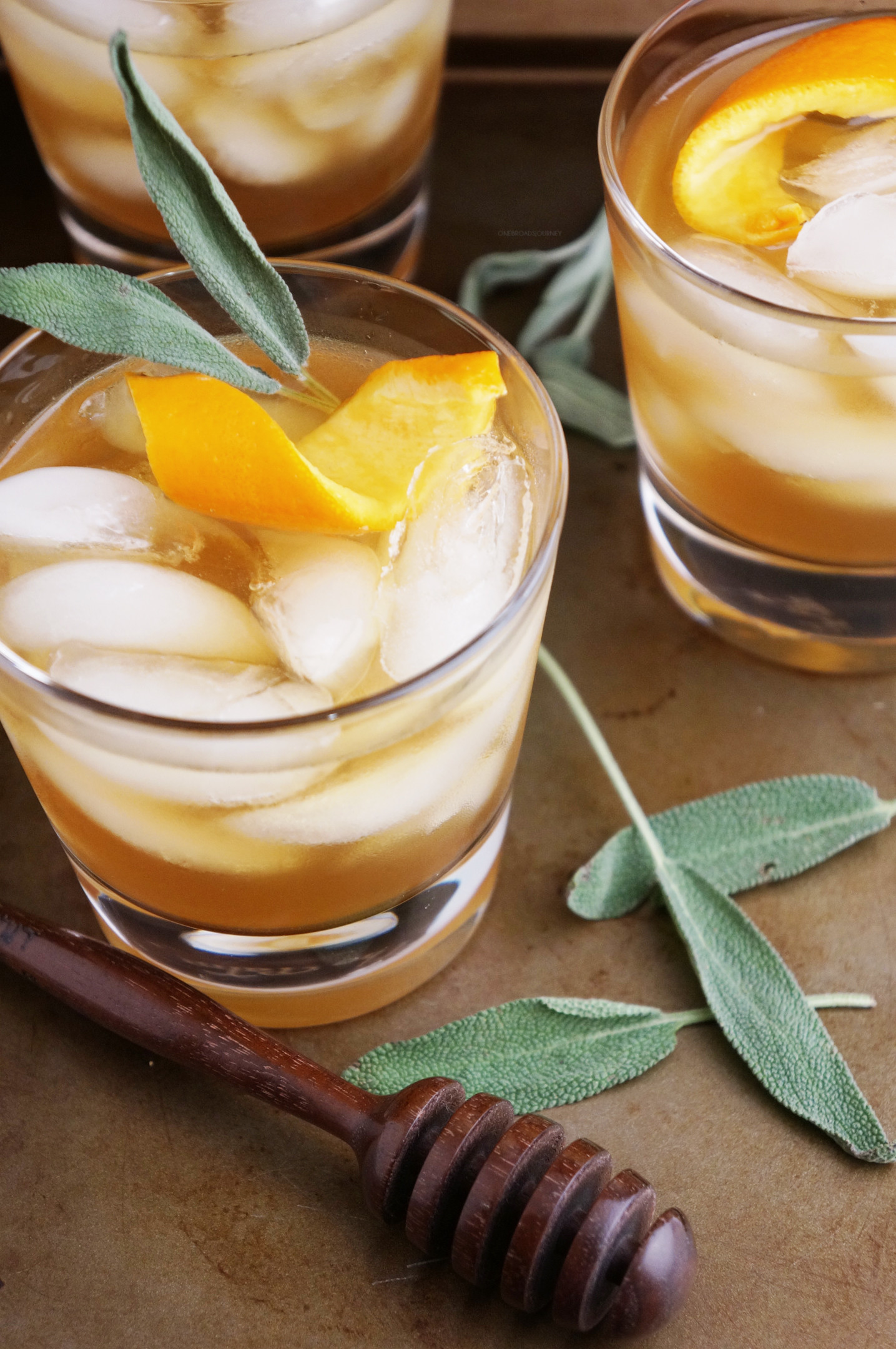 Winter Bourbon Drinks
 Honey Winter Bourbon Cocktail with Honey Sage Syrup e