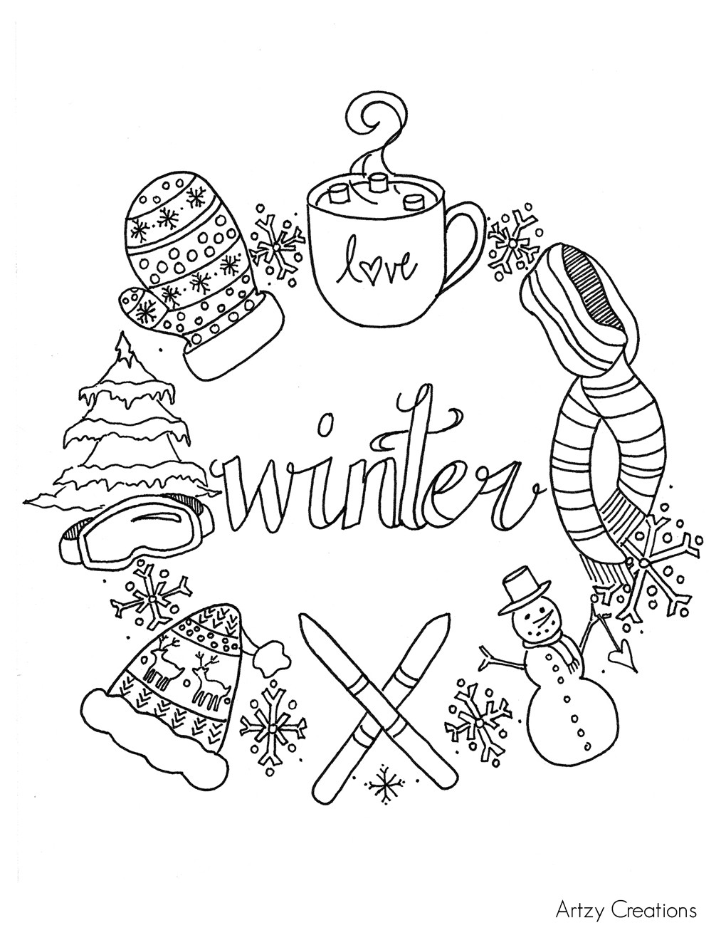 Winter Coloring Pages For Kids
 Free Winter Coloring Page artzycreations