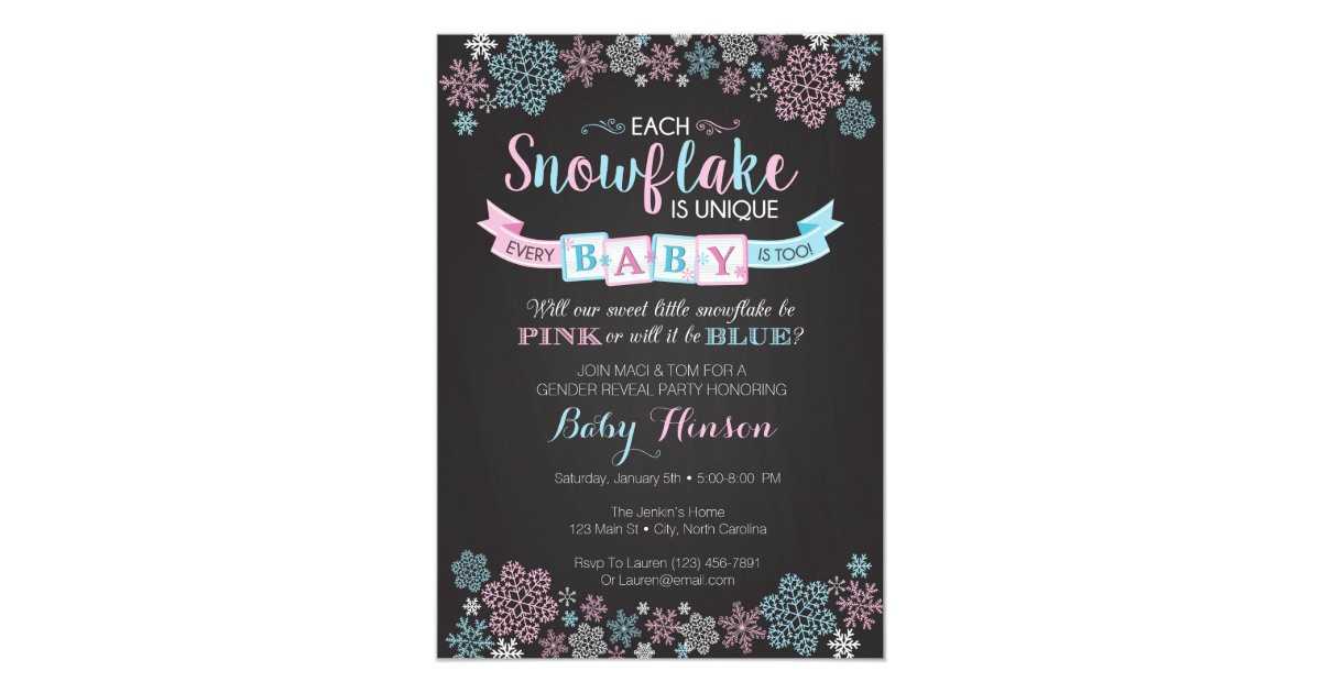 Winter Gender Reveal Party Ideas
 Winter Snowflake Gender Reveal Party Invitation