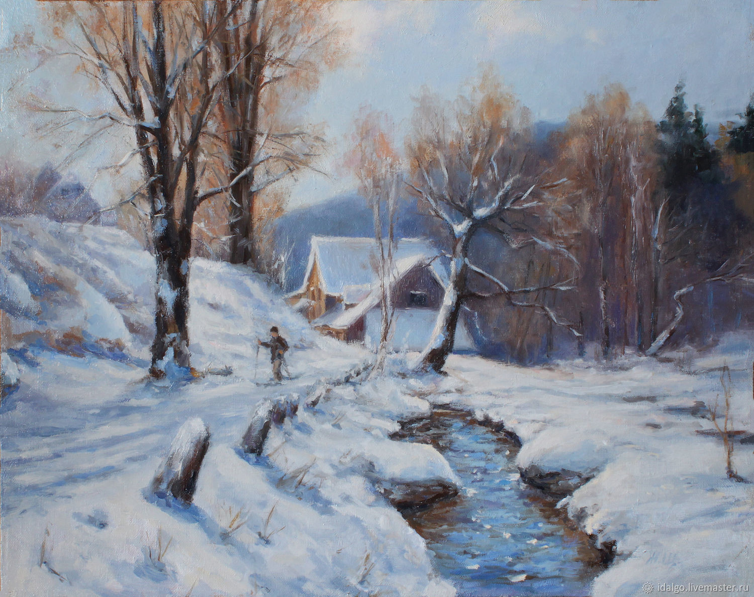 Winter Landscape Painting
 Oil painting "Winter landscape with a skier" a copy of