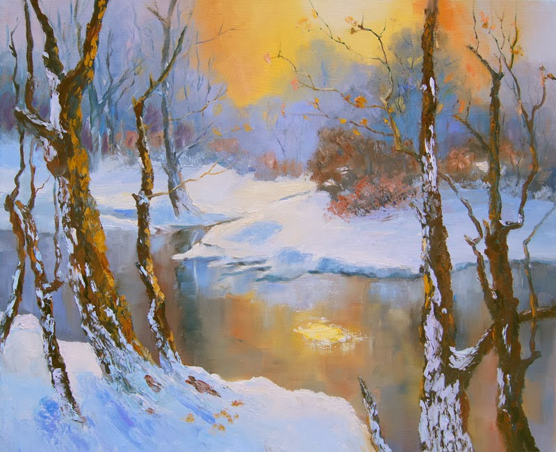 Winter Landscape Paintings
 Palette Knife Painters International Winter Light Oil