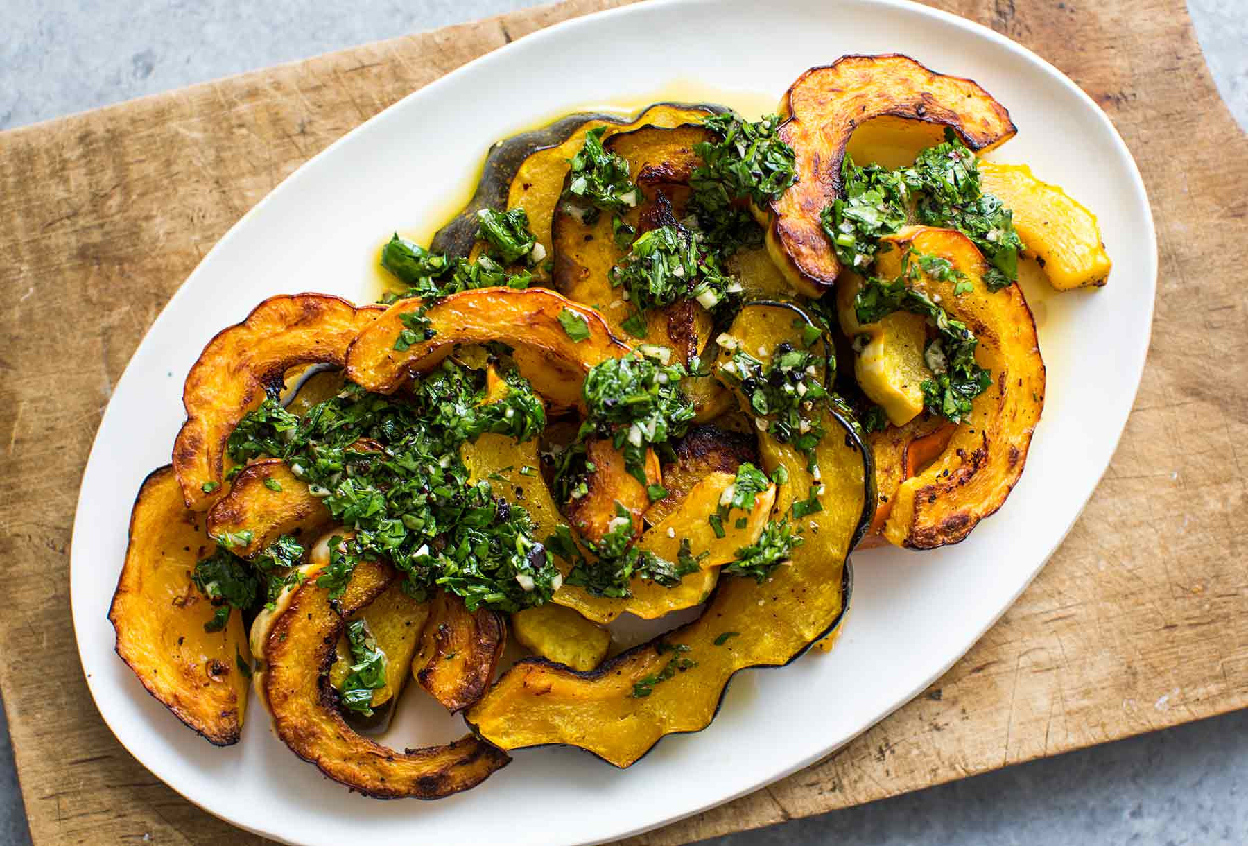 Winter Vegetable Side Dishes
 Roasted Winter Squash with Cilantro Chimichurri Recipe